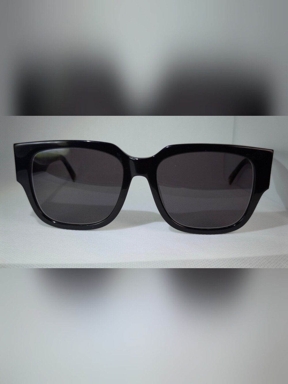 Selene. Classic Black Square Women's Sunglasses. Blue Marbled.